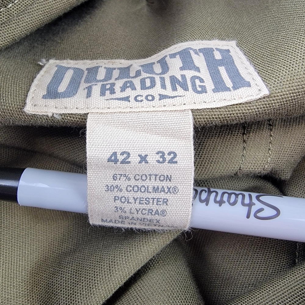 Duluth Trading Co Coolmax Flex Firehose Carpenter Pants Mens 42x32 Olive Green - Picture 7 of 9